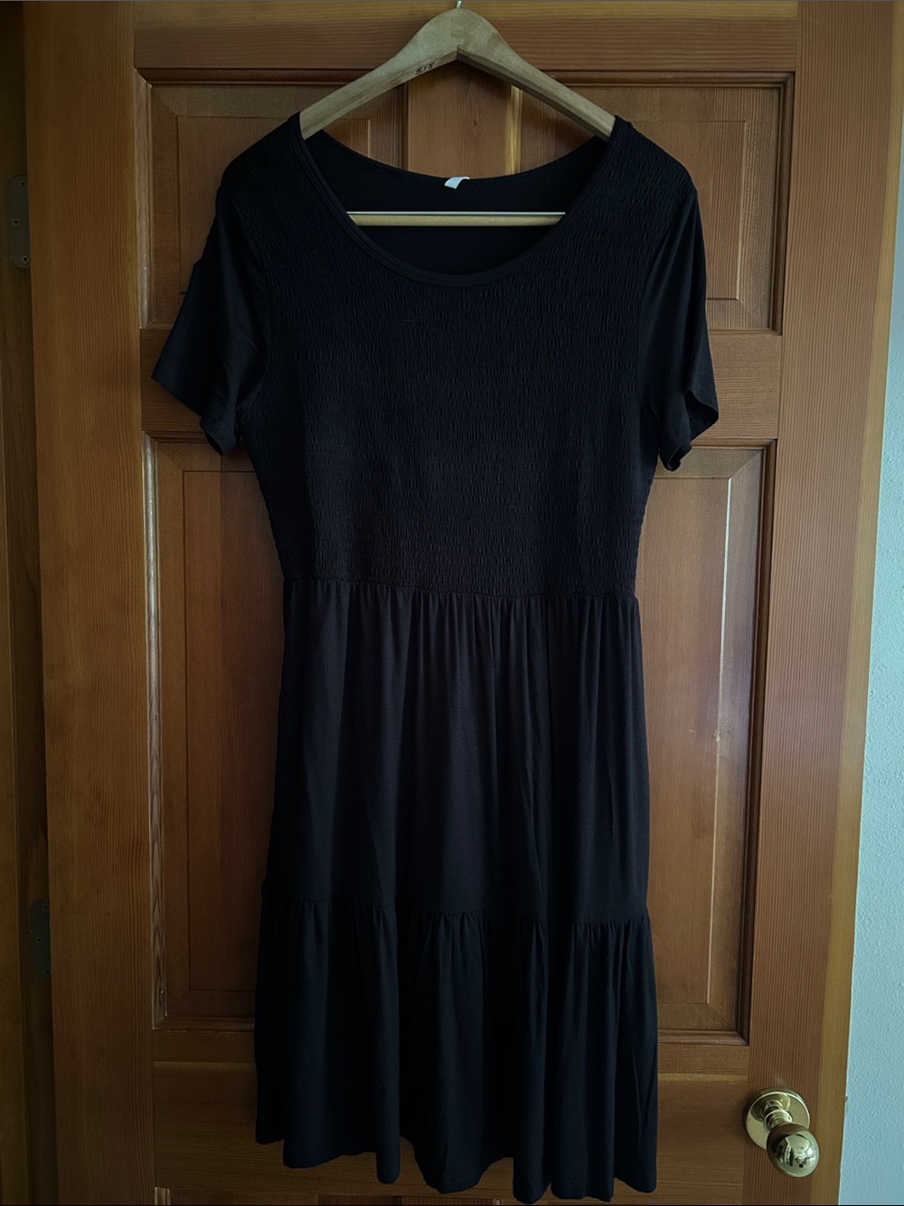 Women's Short-Sleeve Black Tiered Dress, NWT